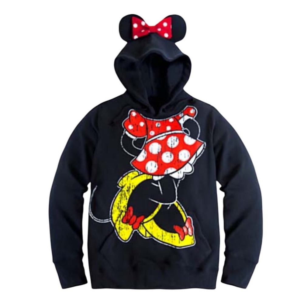 Disney Parks Minnie Mouse Hoodie Earsā Black Red Polka Dot Sweatshirt Adult